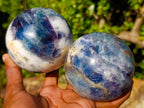 Polished Watermelon Fluorite Spheres x 2 From Uis, Namibia - Toprock Gemstones and Minerals 