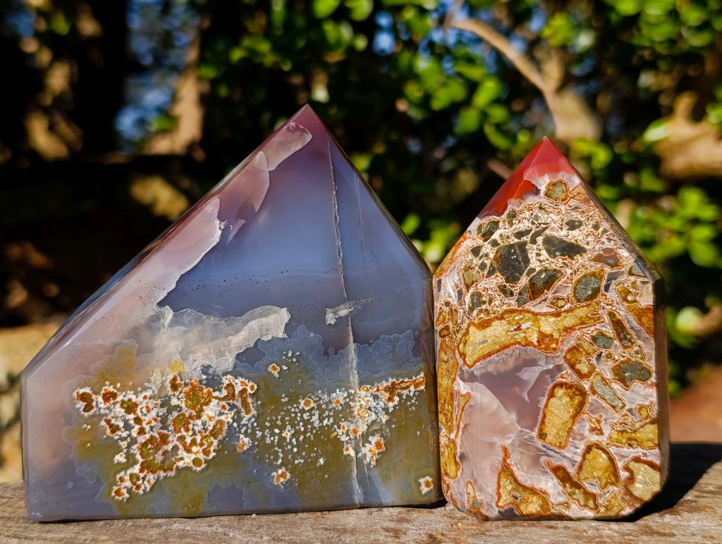 Polished Strawberry Agate Display Crystals x 2 From Mozambique - Toprock Gemstones and Minerals 