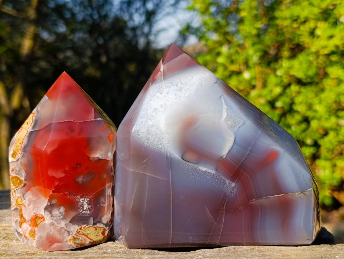 Polished Strawberry Agate Display Crystals x 2 From Mozambique - Toprock Gemstones and Minerals 