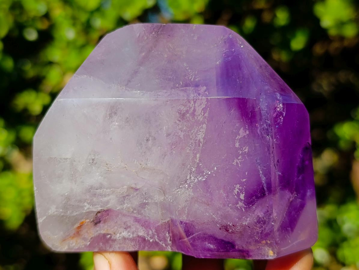 Polished Smokey Window Amethyst Display Crystals x 2 From Akansobe, Madagascar - Toprock Gemstones and Minerals 