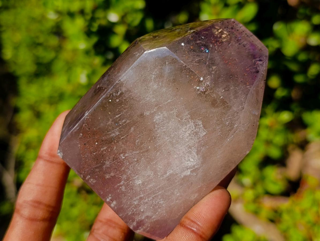 Polished Smokey Window Amethyst Display Crystals x 2 From Akansobe, Madagascar - Toprock Gemstones and Minerals 