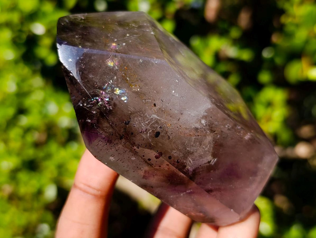 Polished Smokey Window Amethyst Display Crystals x 2 From Akansobe, Madagascar - Toprock Gemstones and Minerals 
