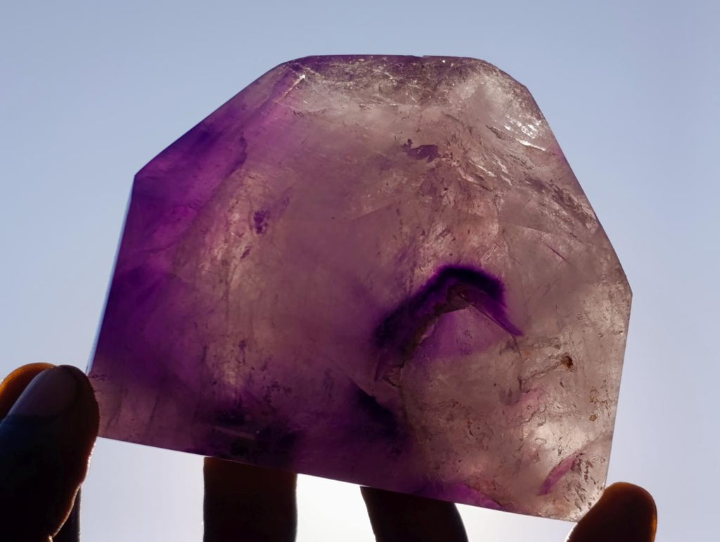 Polished Smokey Window Amethyst Display Crystals x 2 From Akansobe, Madagascar - Toprock Gemstones and Minerals 