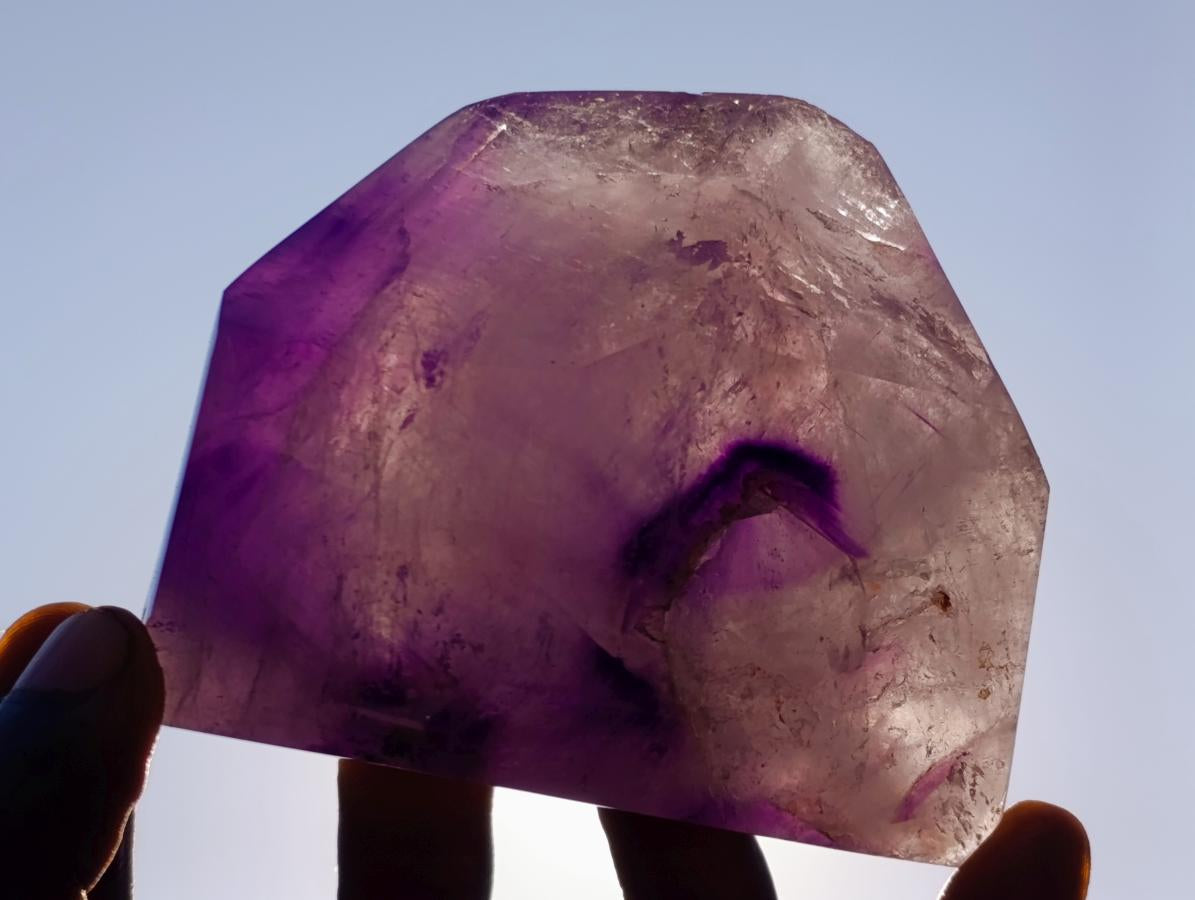 Polished Smokey Window Amethyst Display Crystals x 2 From Akansobe, Madagascar - Toprock Gemstones and Minerals 