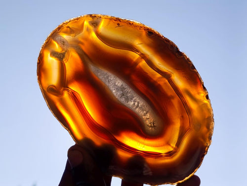 Polished Banded Agate Slices with Natural Edging x 12 From Madagascar - Toprock Gemstones and Minerals 