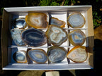 Polished Banded Agate Slices with Natural Edging x 12 From Madagascar - Toprock Gemstones and Minerals 