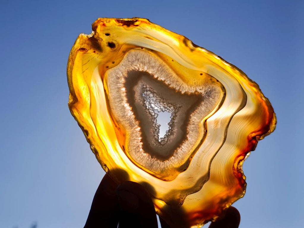 Polished Banded Agate Slices with Natural Edging x 12 From Madagascar - Toprock Gemstones and Minerals 