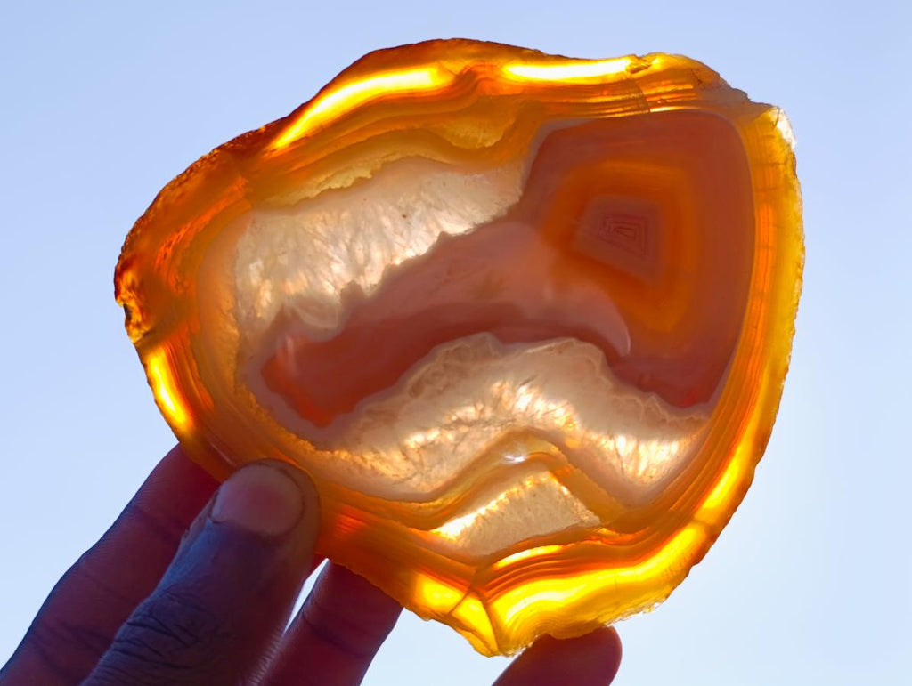 Polished Banded Agate Slices with Natural Edging x 12 From Madagascar - Toprock Gemstones and Minerals 