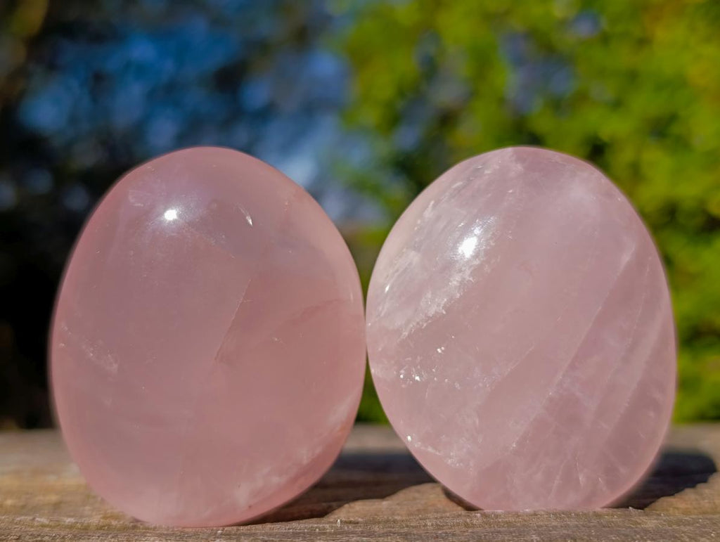 Polished Gemmy Rose Quartz Palm Stones x 24 From Madagascar - Toprock Gemstones and Minerals 