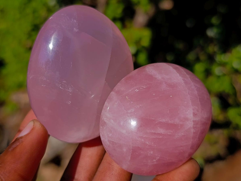 Polished Gemmy Rose Quartz Palm Stones x 24 From Madagascar - Toprock Gemstones and Minerals 