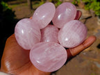 Polished Gemmy Rose Quartz Palm Stones x 24 From Madagascar - Toprock Gemstones and Minerals 