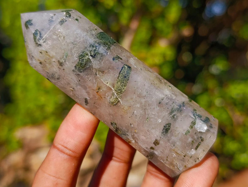 Polished Epidote in Girasol Quartz Display Crystals x 12 From Madagascar - Toprock Gemstones and Minerals 
