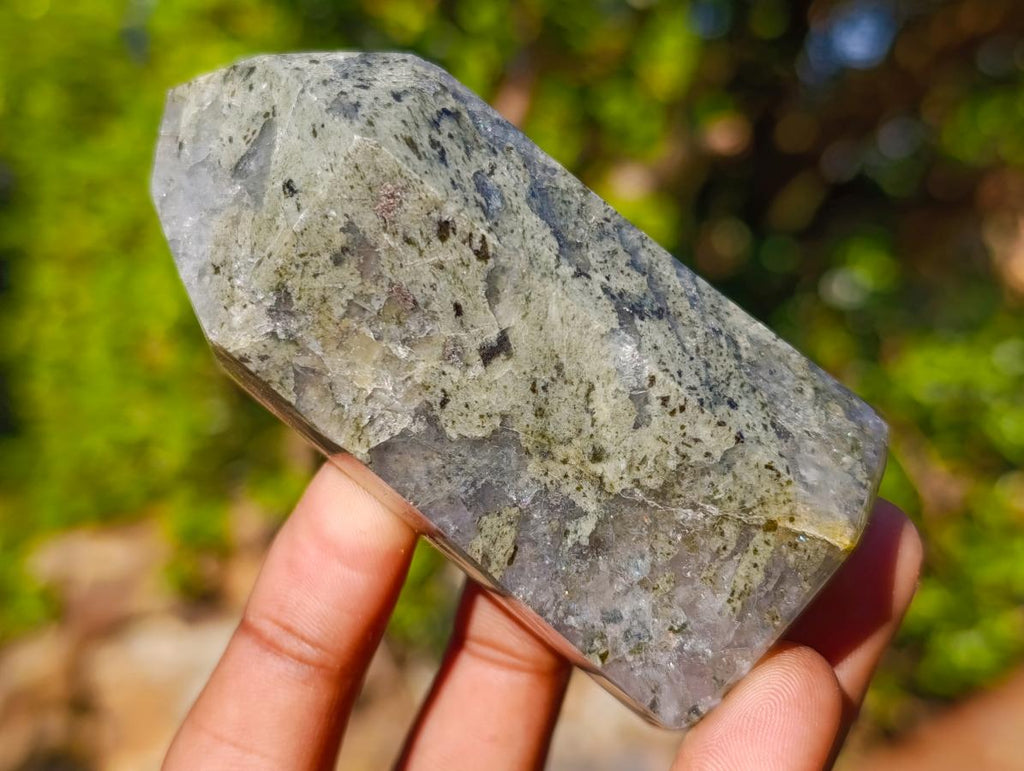Polished Epidote in Girasol Quartz Display Crystals x 12 From Madagascar - Toprock Gemstones and Minerals 
