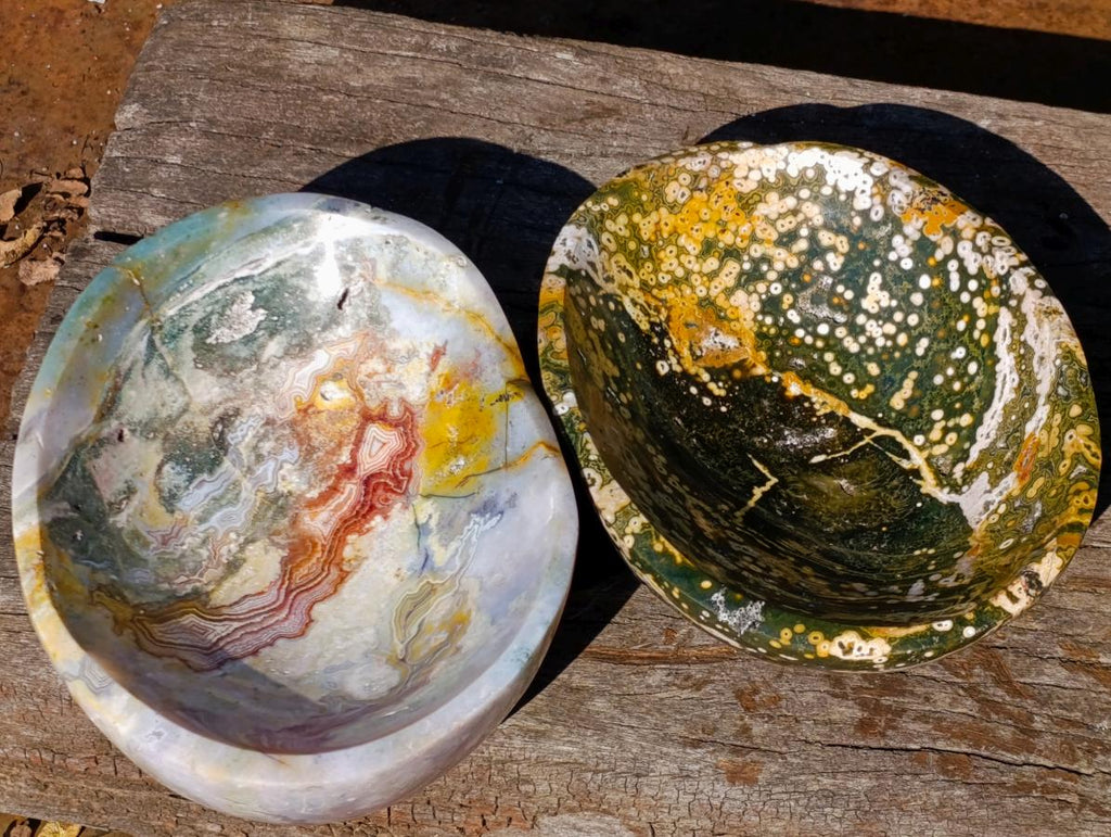 Polished Ocean Jasper Bowls x 2 From Northwest Coast, Madagascar - Toprock Gemstones and Minerals 