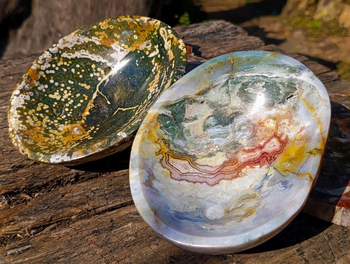 Polished Ocean Jasper Bowls x 2 From Northwest Coast, Madagascar - Toprock Gemstones and Minerals 