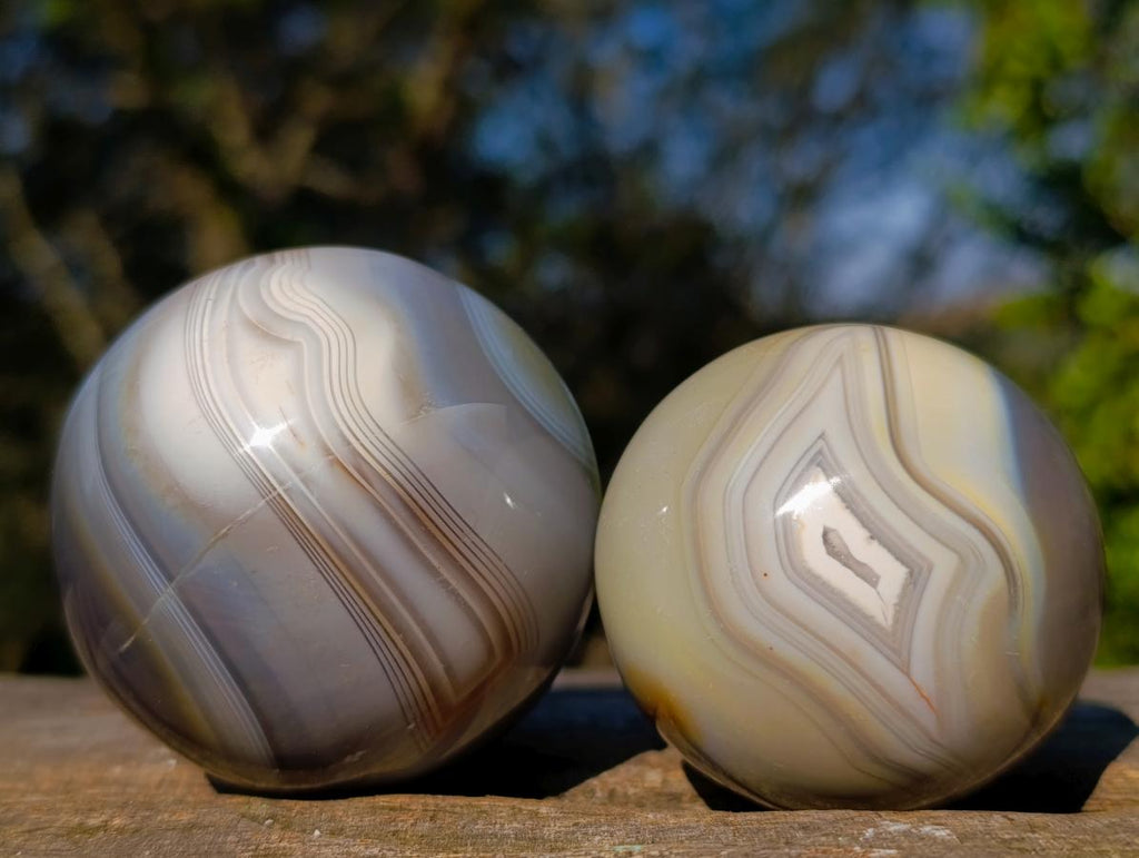 Polished Banded Agate Spheres x 4 From Madagascar - Toprock Gemstones and Minerals 