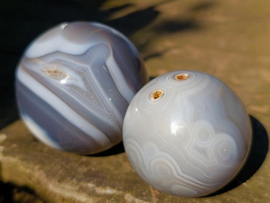 Polished Banded Agate Spheres x 4 From Madagascar - Toprock Gemstones and Minerals 