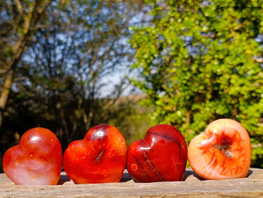 Polished Carnelian Agate Gemstone Hearts x 12 From Madagascar - Toprock Gemstones and Minerals 