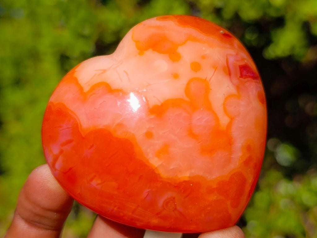 Polished Carnelian Agate Gemstone Hearts x 12 From Madagascar - Toprock Gemstones and Minerals 