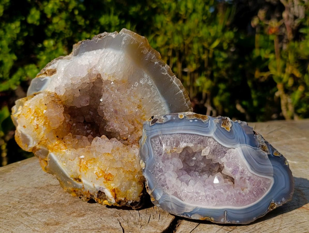 Polished Agate Amethyst Geodes x 2 From Maintirano, Madagascar - Toprock Gemstones and Minerals 