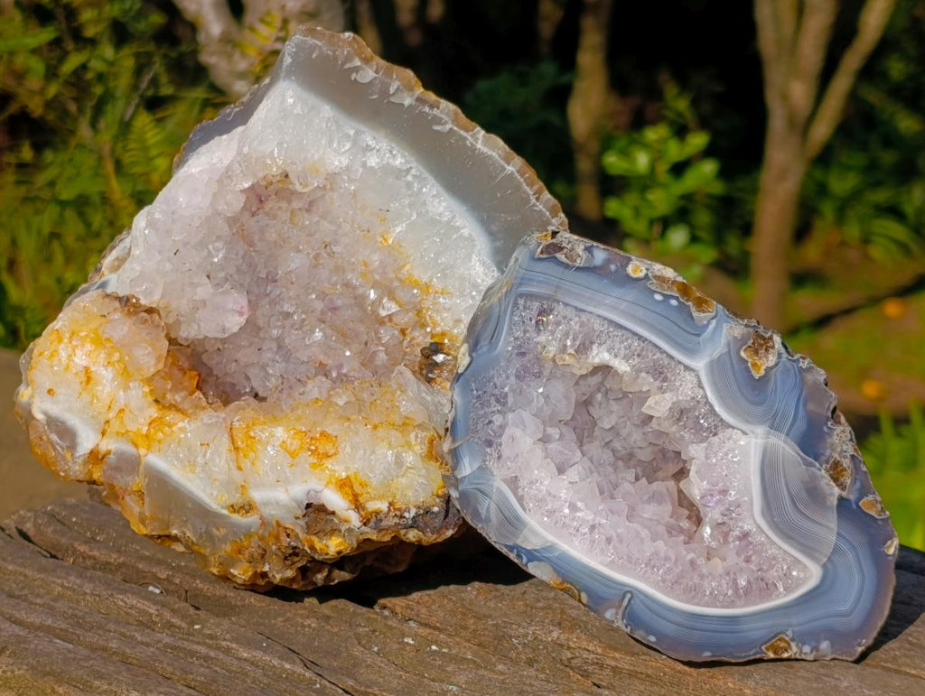 Polished Agate Amethyst Geodes x 2 From Maintirano, Madagascar - Toprock Gemstones and Minerals 