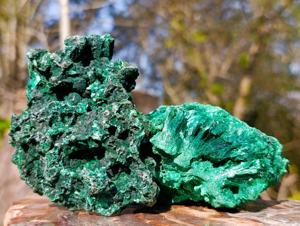 Natural Silky Malachite Specimens x 3 From Kasompe, Congo - Toprock Gemstones and Minerals 