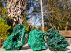 Natural Silky Malachite Specimens x 3 From Kasompe, Congo - Toprock Gemstones and Minerals 