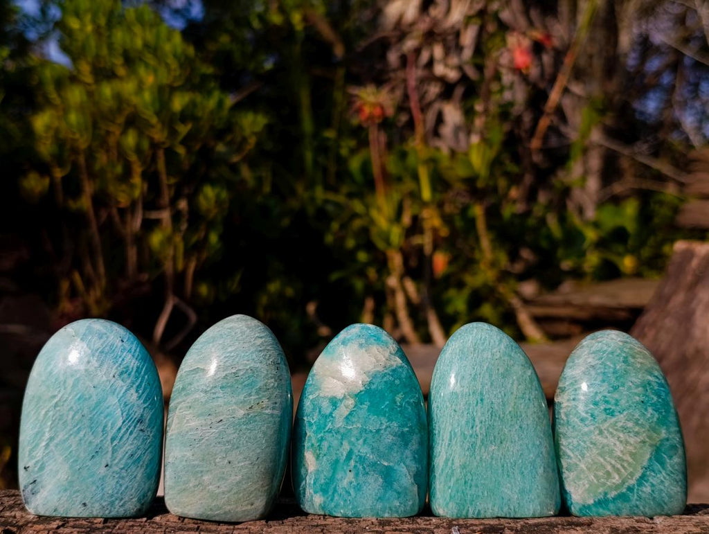 Polished Amazonite Standing Display Pieces x 12 From Madagascar - Toprock Gemstones and Minerals 