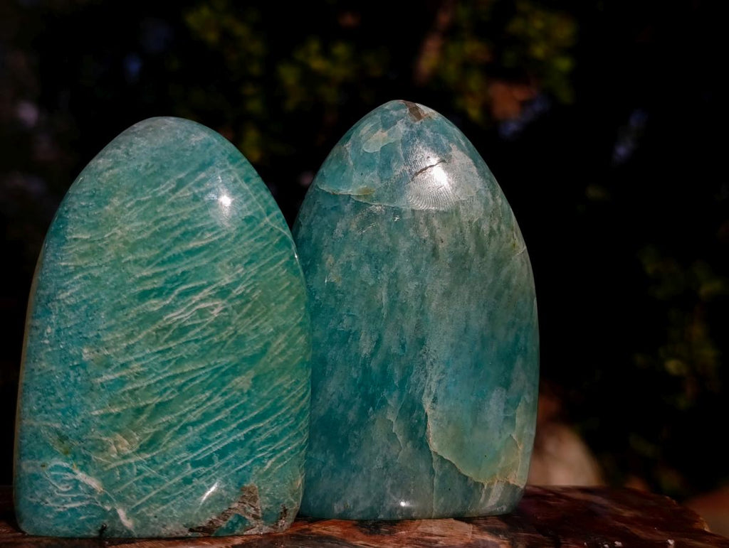 Polished Amazonite Standing Display Pieces x 12 From Madagascar - Toprock Gemstones and Minerals 
