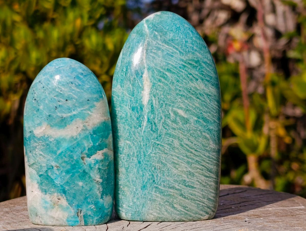 Polished Amazonite Standing Display Pieces x 12 From Madagascar - Toprock Gemstones and Minerals 