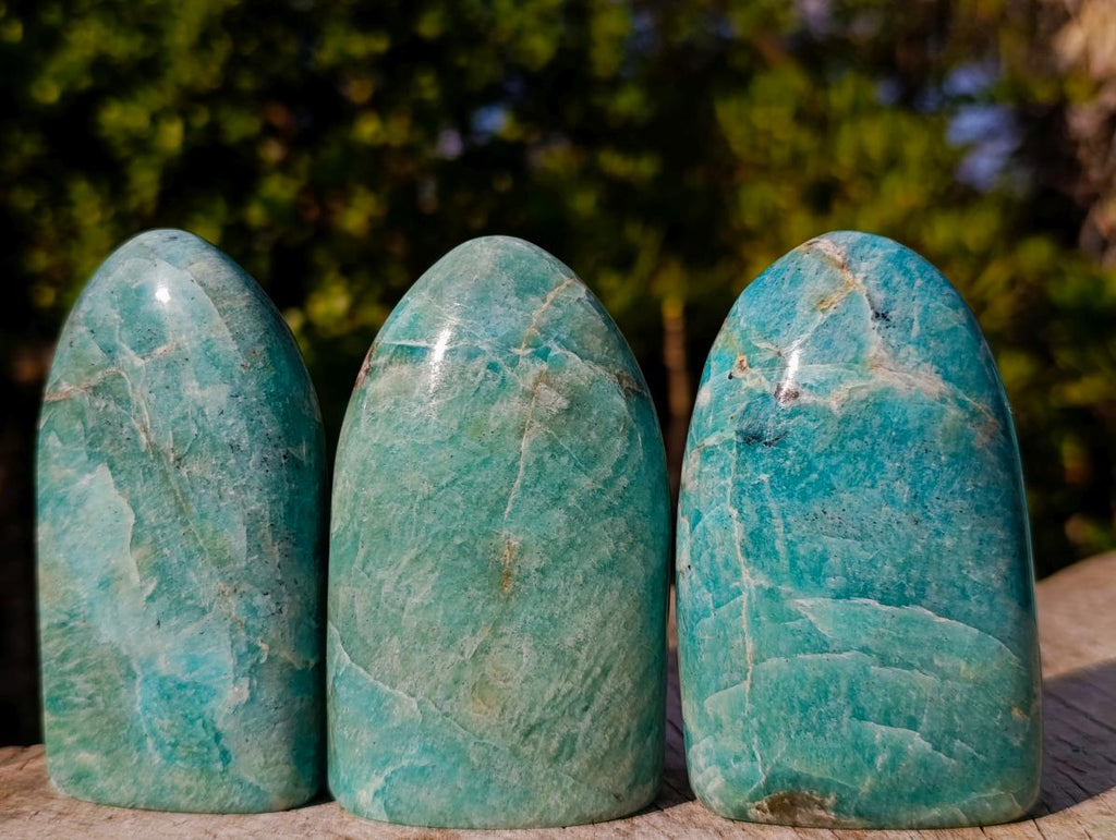 Polished Amazonite Standing Display Pieces x 12 From Madagascar - Toprock Gemstones and Minerals 