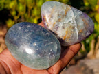 Polished Watermelon Fluorite Palm Stones x 12 From Uis, Namibia - Toprock Gemstones and Minerals 