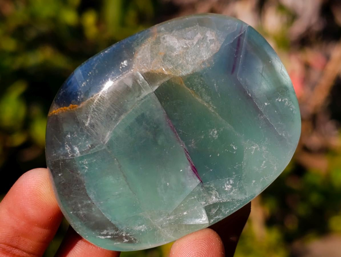 Polished Watermelon Fluorite Palm Stones x 12 From Uis, Namibia - Toprock Gemstones and Minerals 