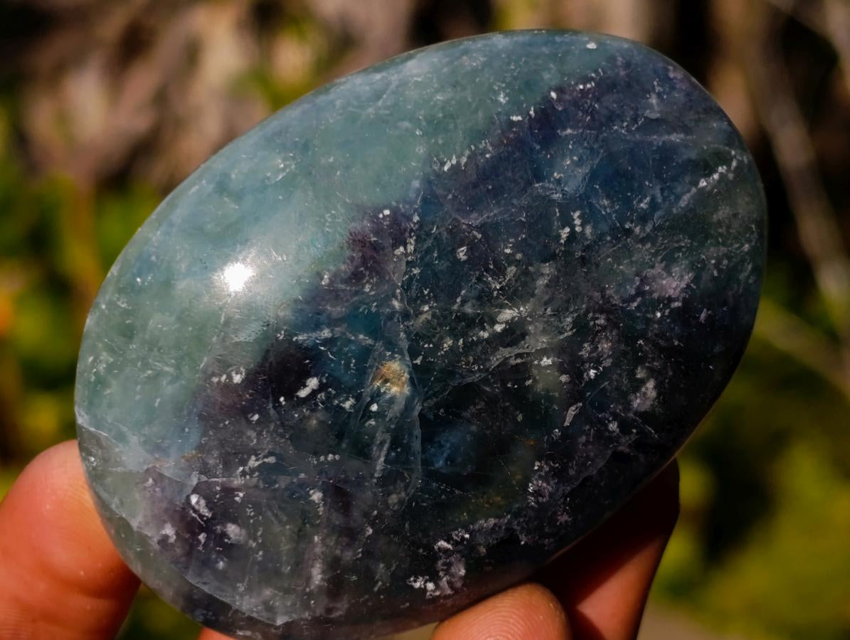 Polished Watermelon Fluorite Palm Stones x 12 From Uis, Namibia - Toprock Gemstones and Minerals 