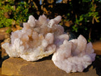 Natural Pale Lilac Drusy Spirit Quartz Clusters with Smokey Quartz x 2 From Boekenhouthoek, South Africa - Toprock Gemstones and Minerals 