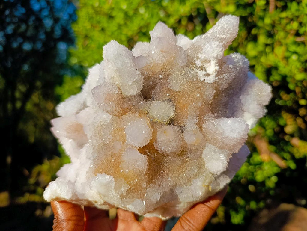 Natural Pale Lilac Drusy Spirit Quartz Clusters with Smokey Quartz x 2 From Boekenhouthoek, South Africa - Toprock Gemstones and Minerals 