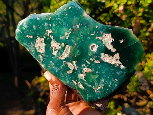 Polished On One Side Large Mtorolite Chrysoprase Slices x 2 From Mutorashanga, Zimbabwe - Toprock Gemstones and Minerals 