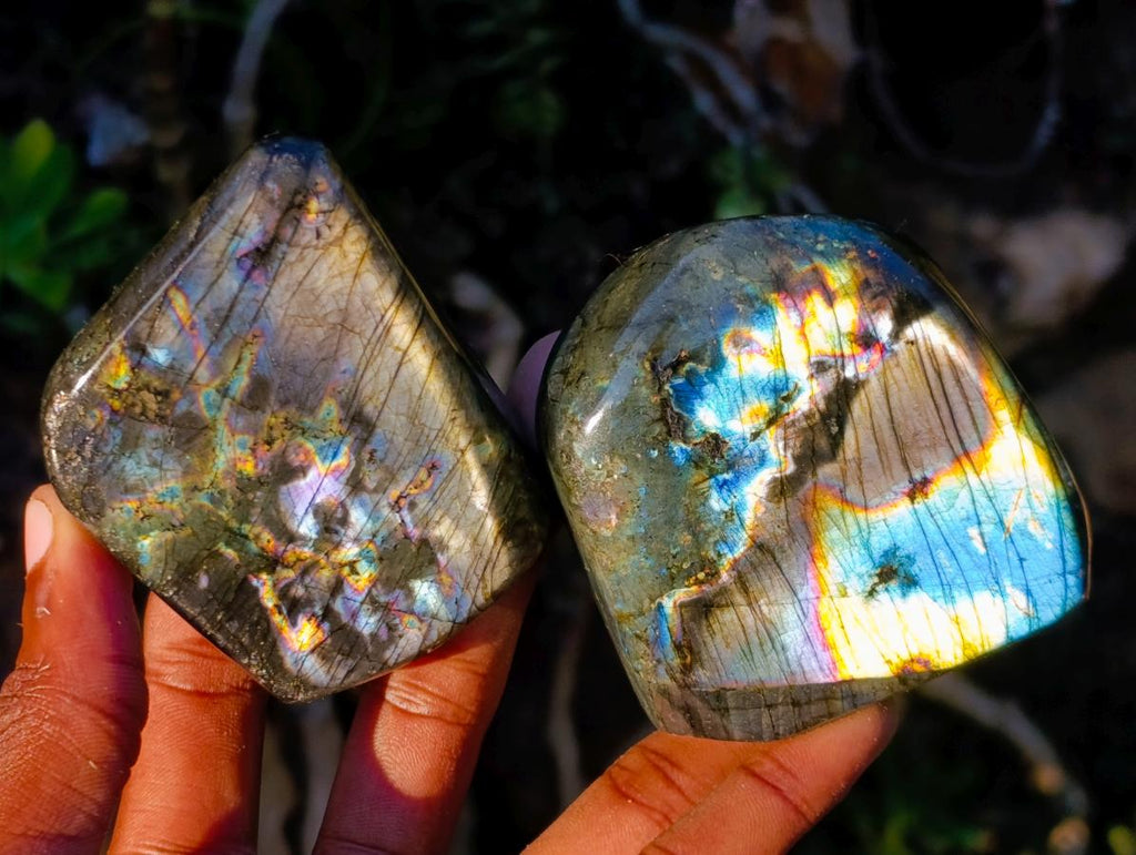 Polished Spectrolite Labradorite Standing Display Pieces x 6 From Madagascar - Toprock Gemstones and Minerals 