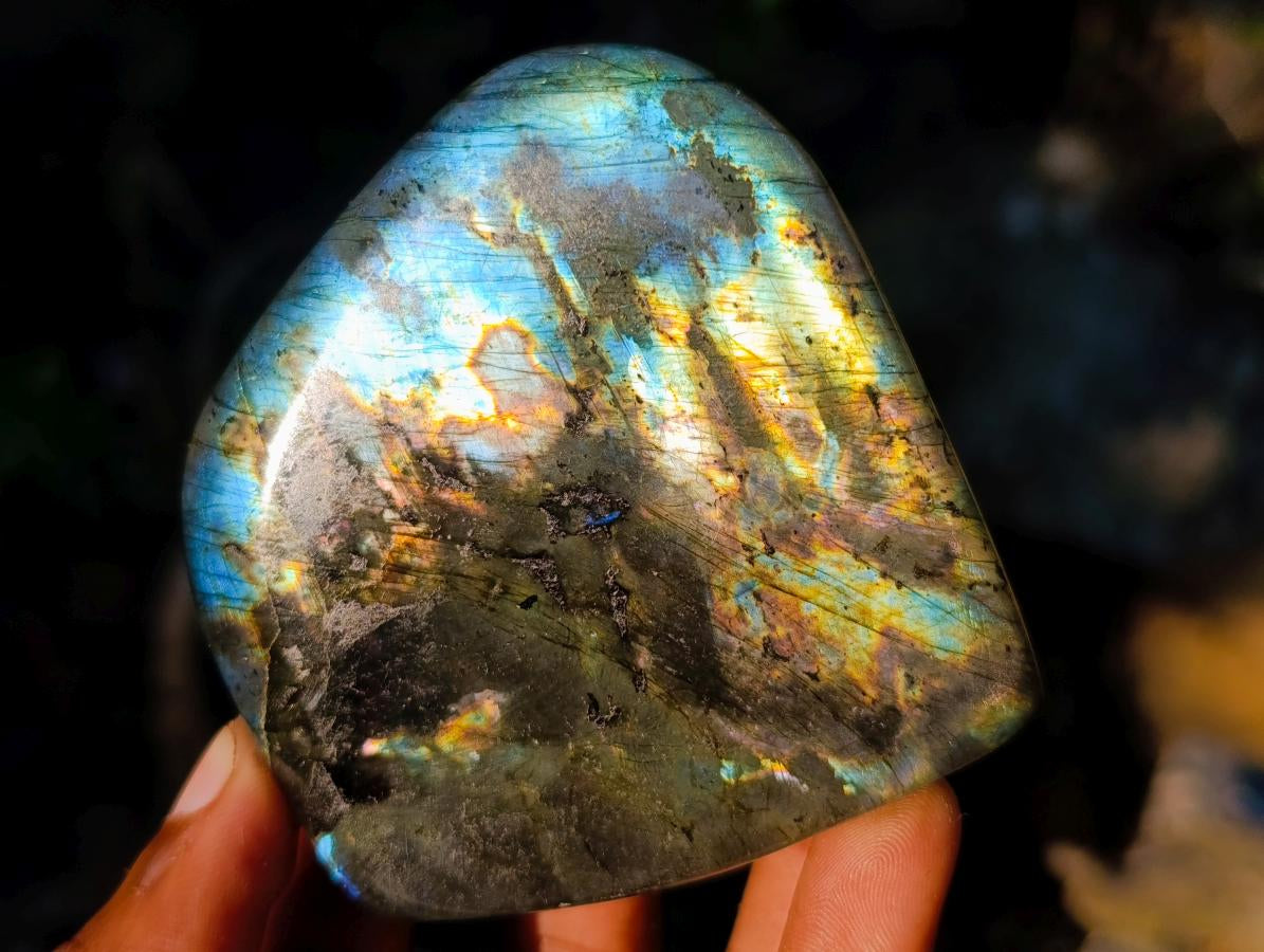 Polished Spectrolite Labradorite Standing Display Pieces x 6 From Madagascar - Toprock Gemstones and Minerals 