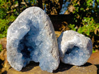 Natural Blue Celestite Geode Specimens x 2 From Sakoany, Madagascar - Toprock Gemstones and Minerals 