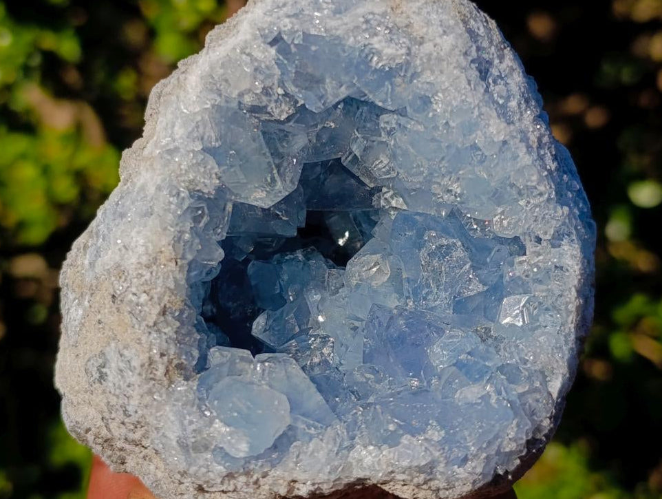 Natural Blue Celestite Geode Specimens x 2 From Sakoany, Madagascar - Toprock Gemstones and Minerals 