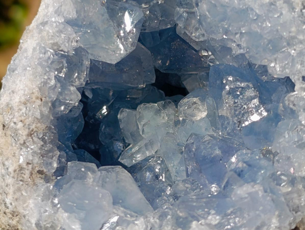Natural Blue Celestite Geode Specimens x 2 From Sakoany, Madagascar - Toprock Gemstones and Minerals 