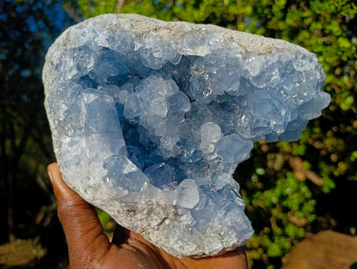 Natural Blue Celestite Geode Specimens x 2 From Sakoany, Madagascar - Toprock Gemstones and Minerals 