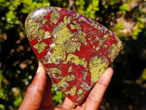 Polished Bastite Dragonsblood Stone Standing Display Pieces x 2 From Tshipise, South Africa - Toprock Gemstones and Minerals 