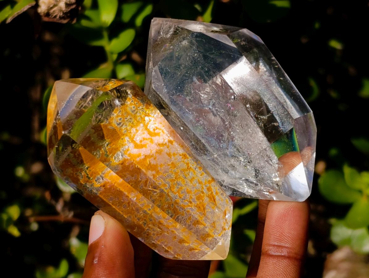 Polished Double Terminated Clear Quartz Crystals with Inclusions x 6 From Madagascar - Toprock Gemstones and Minerals 