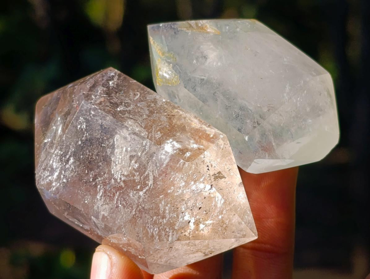 Polished Double Terminated Clear Quartz Crystals with Inclusions x 6 From Madagascar - Toprock Gemstones and Minerals 
