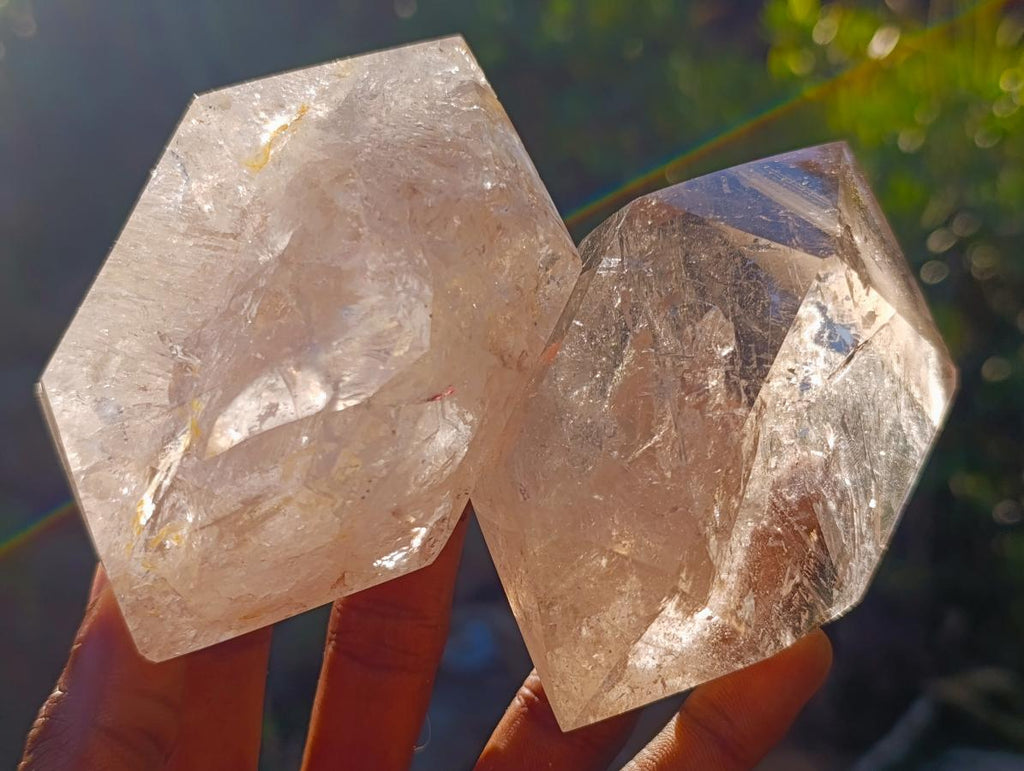 Polished Double Terminated Clear Quartz Crystals with Inclusions x 6 From Madagascar - Toprock Gemstones and Minerals 