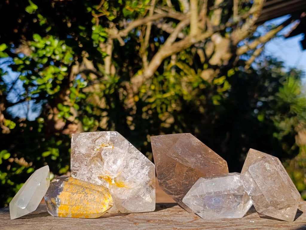 Polished Double Terminated Clear Quartz Crystals with Inclusions x 6 From Madagascar - Toprock Gemstones and Minerals 