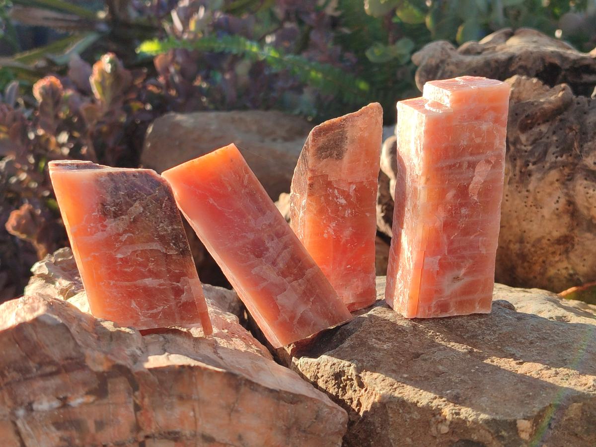 Natural Rhombohedral Sunset Orange Calcite Specimens x 24 From Spitzkop, Namibia - Toprock Gemstones and Minerals 