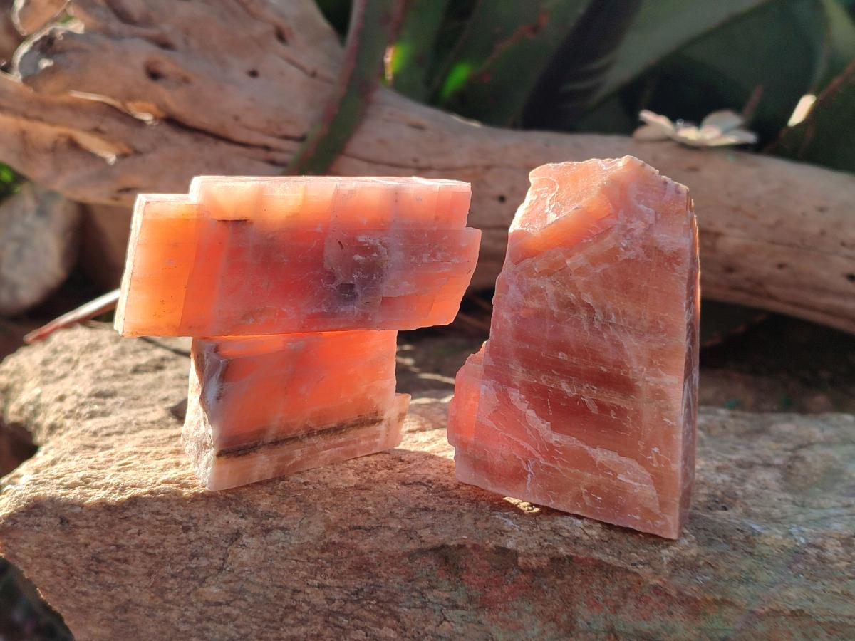 Natural Rhombohedral Sunset Orange Calcite Specimens x 24 From Spitzkop, Namibia - Toprock Gemstones and Minerals 